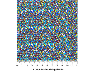 Blue Shards Stained Glass Vinyl Film Pattern Size 12 inch Scale~Rwraps Blue Shards Stained Glass Sizing Chart~2