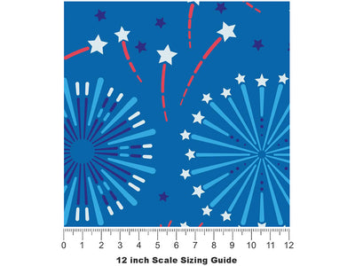 Blue Skies Americana Vinyl Film Pattern Size 12 inch Scale~Rwraps Blue Skies Americana Sizing Chart~3