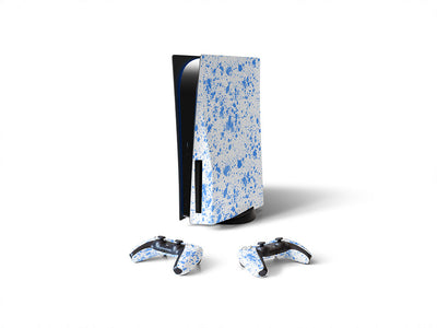 blue smears paint splatter Sony PS5 DIY Skin