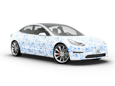 Blue Smears Paint Splatter Vehicle Vinyl Wrap