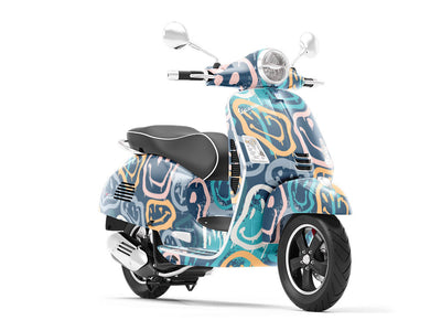 Blue Smiles Graffiti Vespa Scooter Wrap Film