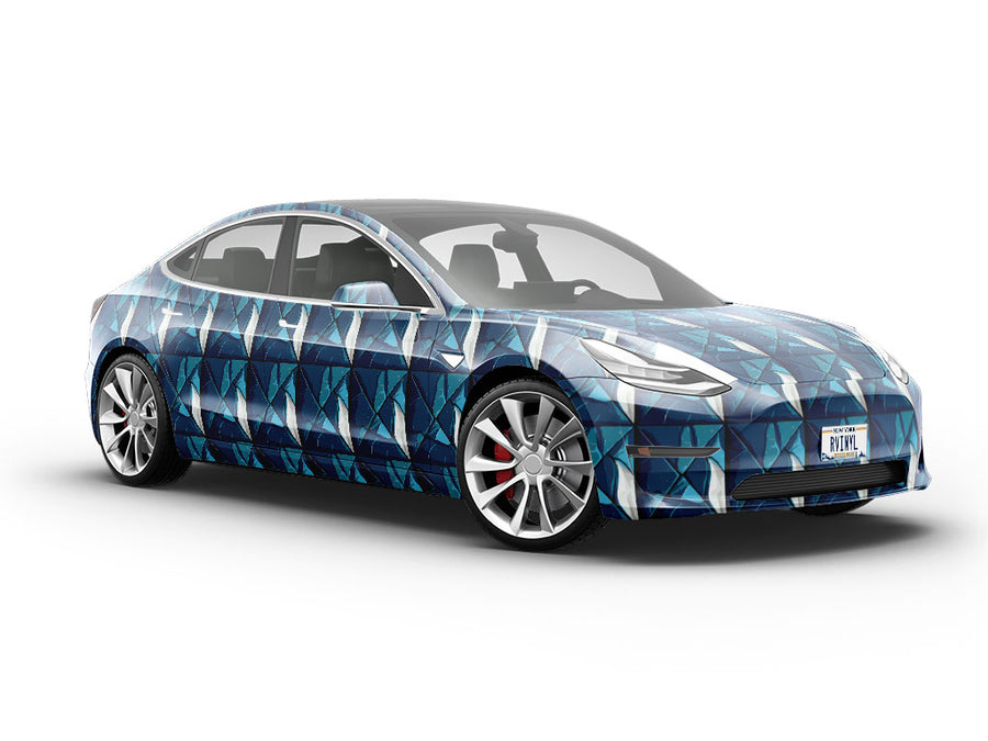 Blue Square Tile Vehicle Vinyl Wrap