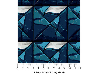Blue Square Tile Vinyl Film Pattern Size 12 inch Scale~Rwraps Blue Square Tile Sizing Chart~3