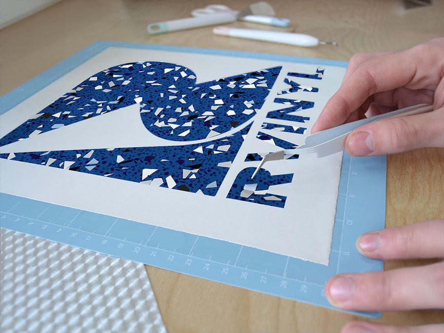 blue terrazzo stone Easy Weed Craft Vinyl