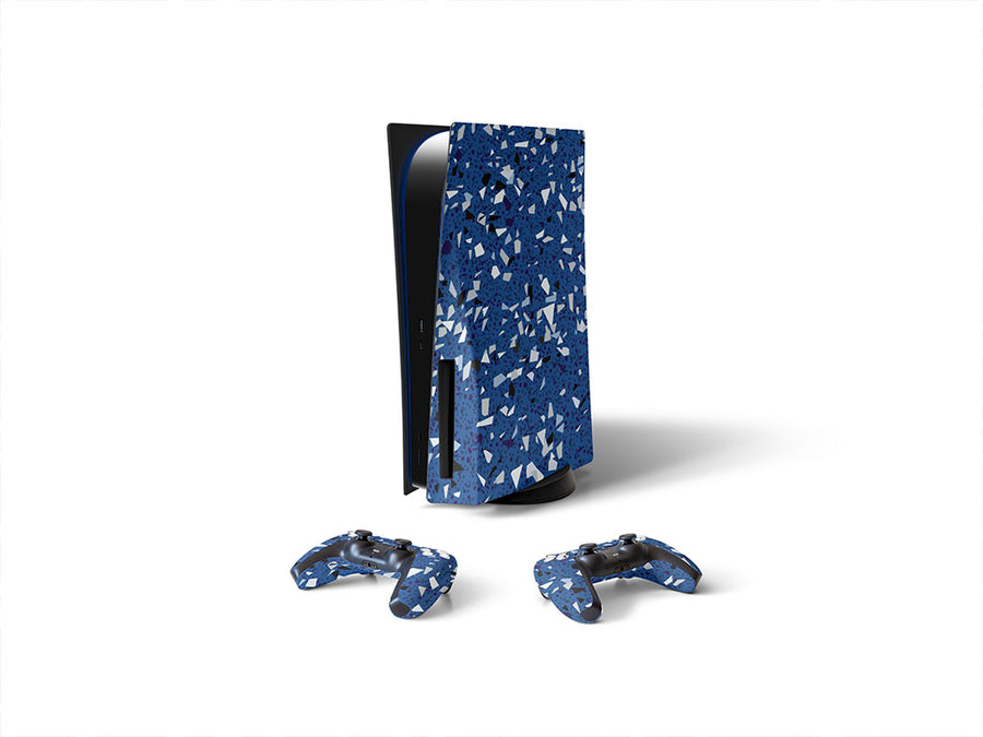 blue terrazzo stone Sony PS5 DIY Skin