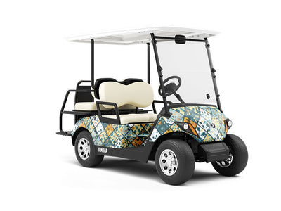 Blue Tile Wrapped Golf Cart