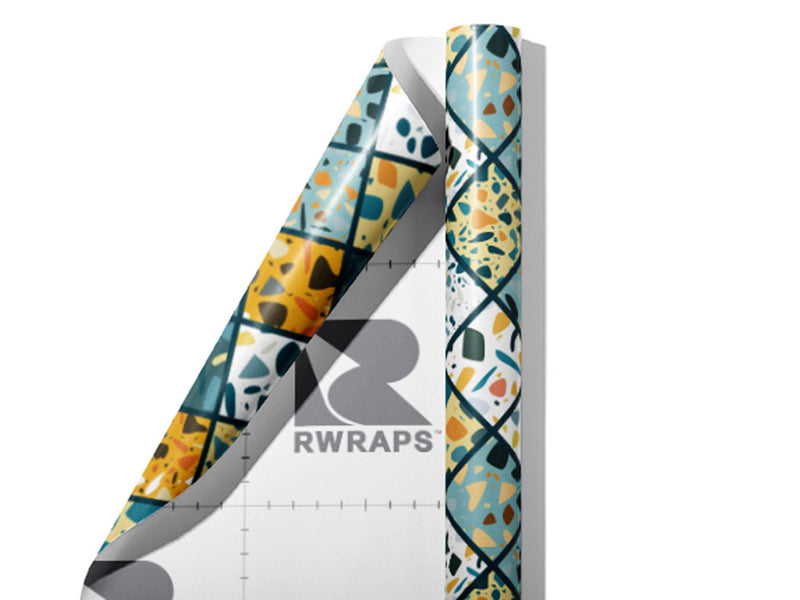 Blue Tile Wrap Film Sheets~Rwraps Series 914 Blue Tile Scrolled Sheet~4
