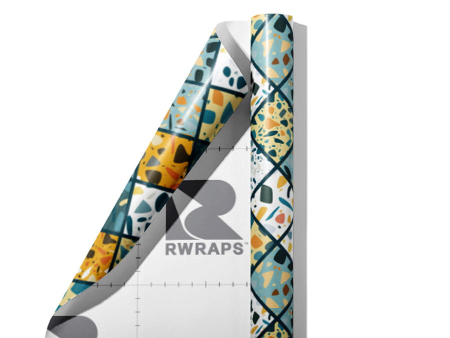 Blue Tile Wrap Film Sheets~Rwraps Series 914 Blue Tile Scrolled Sheet~4