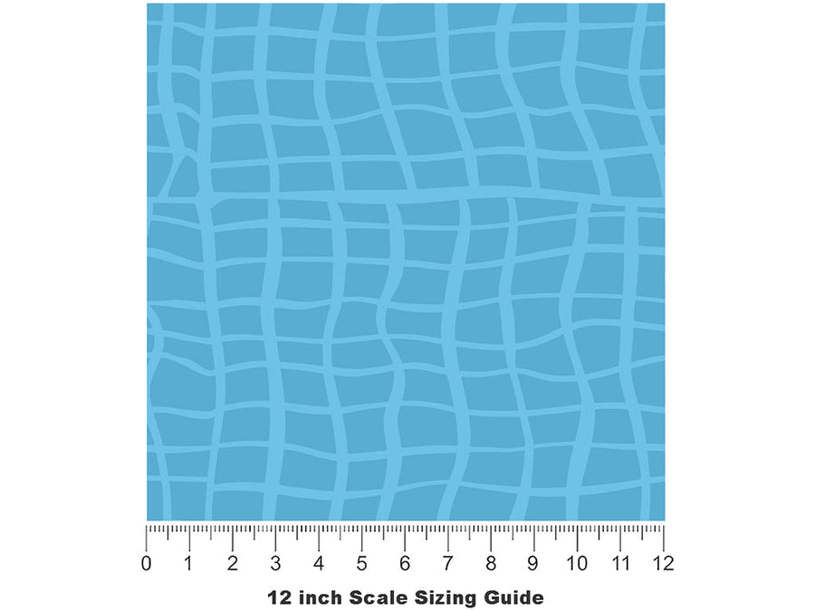 Blue Waves Tile Vinyl Film Pattern Size 12 inch Scale~Rwraps Blue Waves Tile Sizing Chart~3