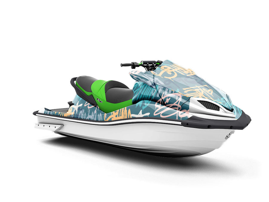 Blue Wilderness Graffiti Jet Ski Vinyl Customized Wrap