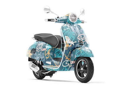 Blue Wilderness Graffiti Vespa Scooter Wrap Film