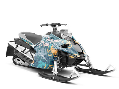 Blue Wilderness Graffiti Custom Wrapped Snowmobile