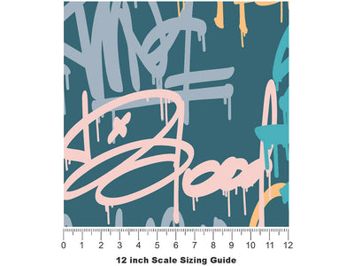 Blue Wilderness Graffiti Vinyl Film Pattern Size 12 inch Scale~Rwraps Blue Wilderness Graffiti Sizing Chart~3