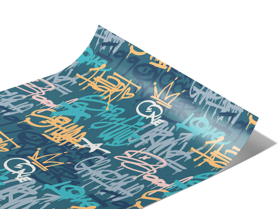 Blue Wilderness Graffiti Vinyl Wraps~Rwraps Series 914 Digitally Printed Vinyl Wrap~1