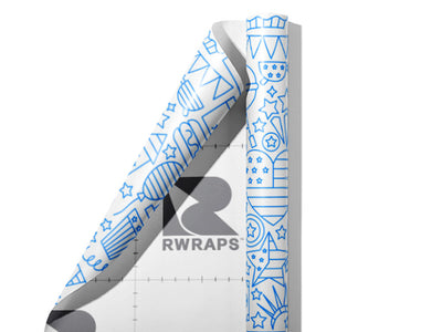 Blue York Americana Wrap Film Sheets~Rwraps Series 914 Blue York Americana Scrolled Sheet~4