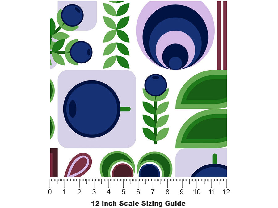 Blueberries Abound Mosaic Vinyl Film Pattern Size 12 inch Scale~Rwraps Blueberries Abound Mosaic Sizing Chart~2