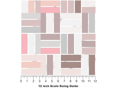 Blush Pink Brick Vinyl Film Pattern Size 12 inch Scale~Rwraps Blush Pink Brick Sizing Chart~3