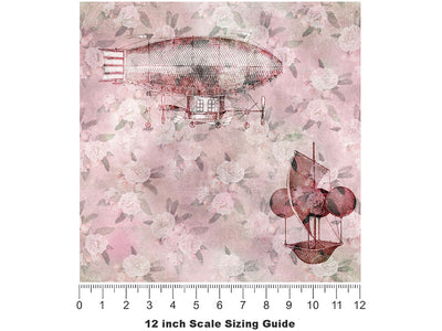 Blushing Dirigibles Steampunk Vinyl Film Pattern Size 12 inch Scale~Rwraps Blushing Dirigibles Steampunk Sizing Chart~2