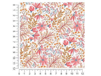 blushing foliage floral 1ft x 1ft Craft Sheets