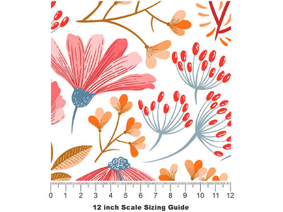 Blushing Foliage Floral Vinyl Film Pattern Size 12 inch Scale~Rwraps Blushing Foliage Floral Sizing Chart~2