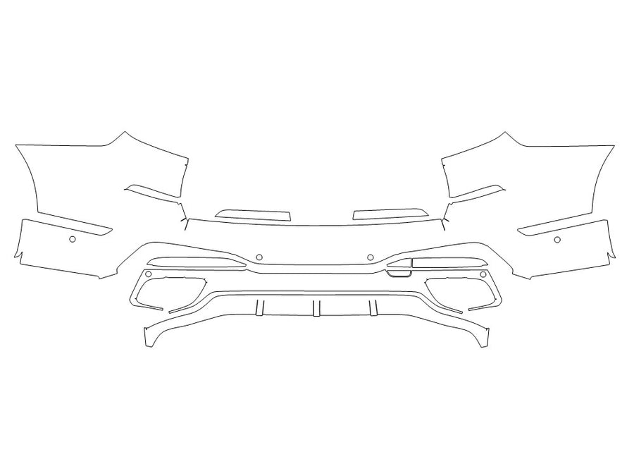 x7 Avery Dennison Clear Bra Door Cup Precut PPF Diagram