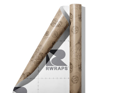 Bodily Advancements Steampunk Wrap Film Sheets~Rwraps Series 914 Bodily Advancements Steampunk Scrolled Sheet~3
