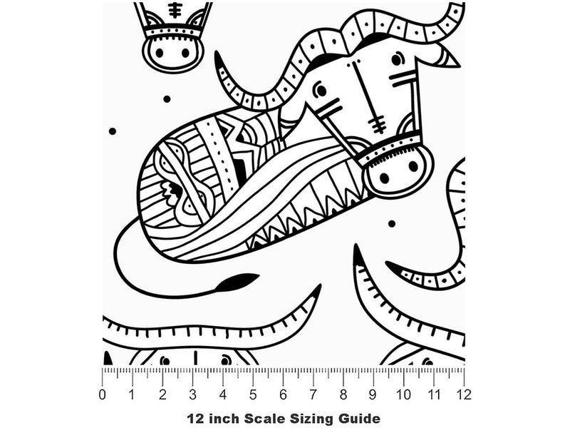 Bold Bovines Animal Vinyl Film Pattern Size 12 inch Scale~Rwraps Bold Bovines Animal Sizing Chart~2