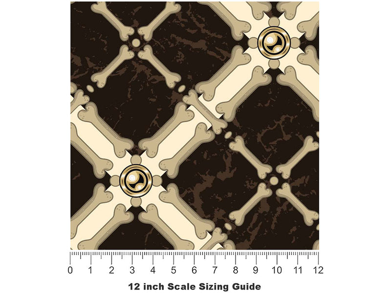 Bone Tiles Halloween Vinyl Film Pattern Size 12 inch Scale~Rwraps Bone Tiles Halloween Sizing Chart~2