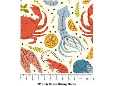 Bottom Feeders Marine Life Vinyl Film Pattern Size 12 inch Scale~Rwraps Bottom Feeders Marine Life Sizing Chart~2