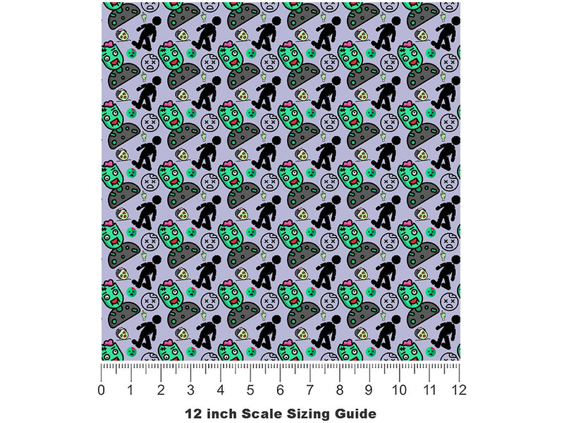 Brain Dead Zombie Vinyl Film Pattern Size 12 inch Scale~Rwraps Brain Dead Zombie Sizing Chart~2