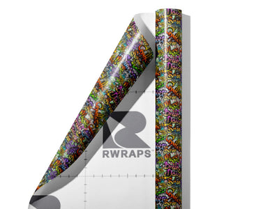 Break Dance Sticker Bomb Wrap Film Sheets~Rwraps Series 914 Break Dance Sticker Bomb Scrolled Sheet~4