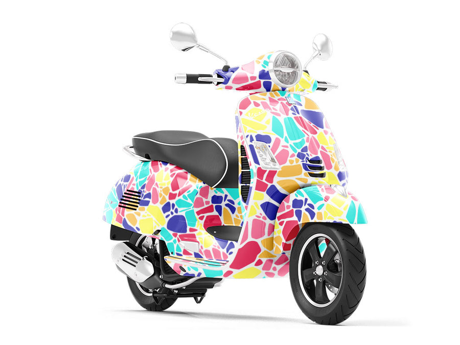 Bright Rainbow Cobblestone Vespa Scooter Wrap Film