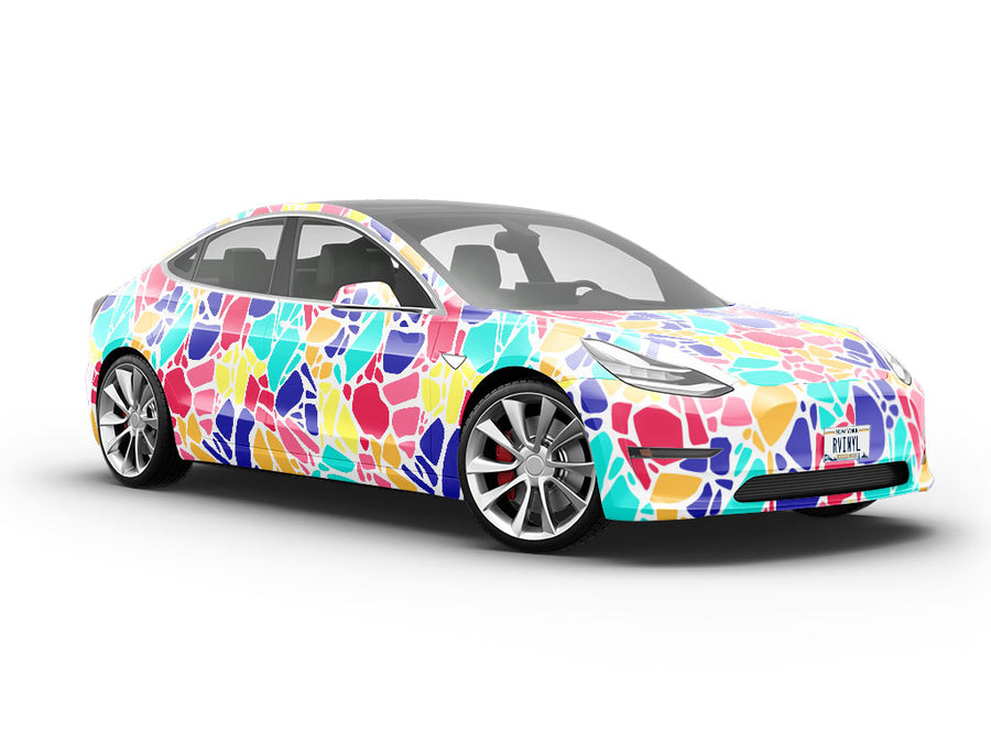 Bright Rainbow Cobblestone Vehicle Vinyl Wrap