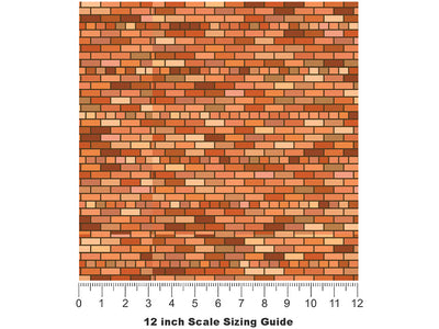 Bronze  Brick Vinyl Film Pattern Size 12 inch Scale~Rwraps Bronze  Brick Sizing Chart~3