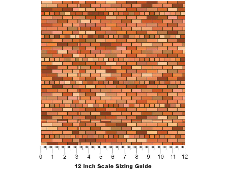 Bronze  Brick Vinyl Film Pattern Size 12 inch Scale~Rwraps Bronze  Brick Sizing Chart~3