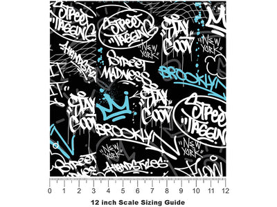 Brooklyn Tag Graffiti Vinyl Film Pattern Size 12 inch Scale~Rwraps Brooklyn Tag Graffiti Sizing Chart~3