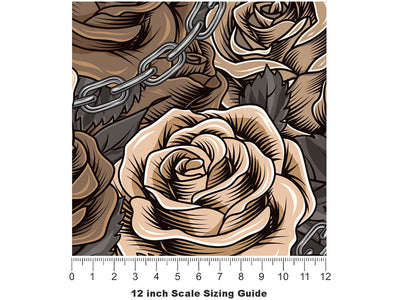 Brown Chain Floral Vinyl Film Pattern Size 12 inch Scale~Rwraps Brown Chain Floral Sizing Chart~2