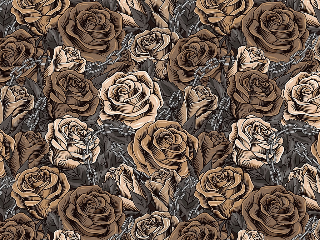 Rwraps™ Brown Chain Classic Floral Vinyl Wrap | Floral Print Car