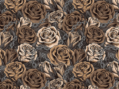 Brown Chain Floral Vinyl Wrap Pattern~Rwraps Series 914 Digitally Printed Vinyl Wrap~0