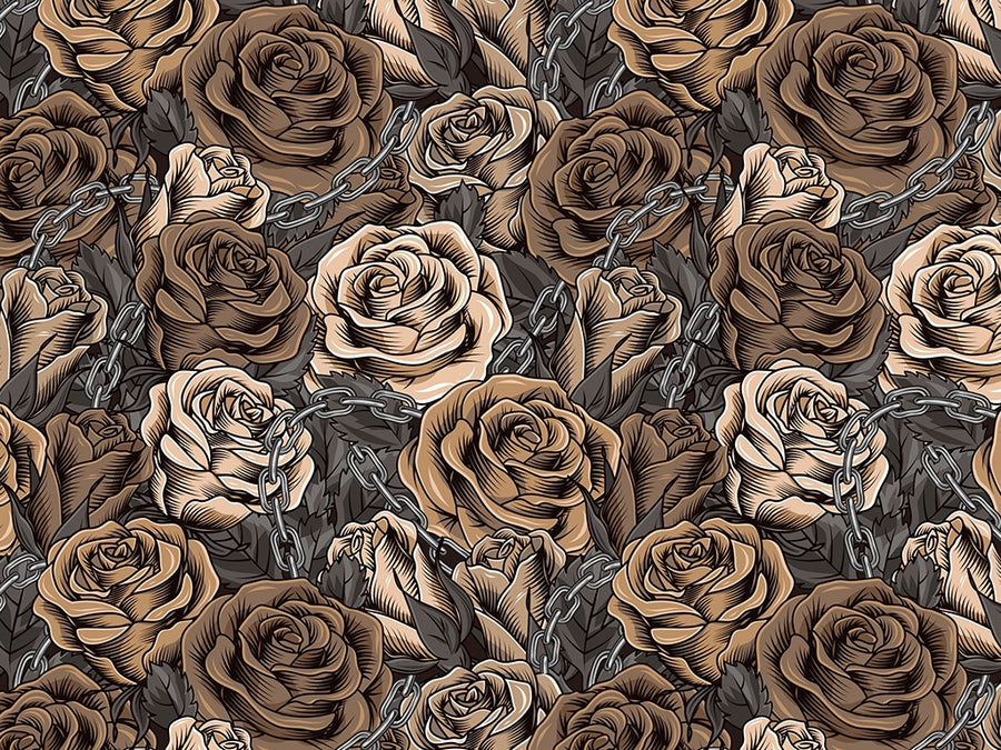 Brown Chain Floral Vinyl Wrap Pattern~Rwraps Series 914 Digitally Printed Vinyl Wrap~0