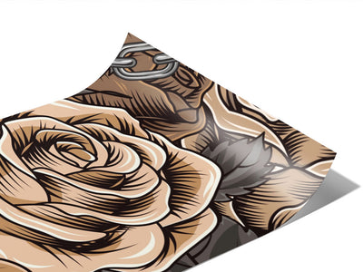 Brown Chain Floral Vinyl Wraps~Rwraps Series 914 Digitally Printed Vinyl Wrap~0