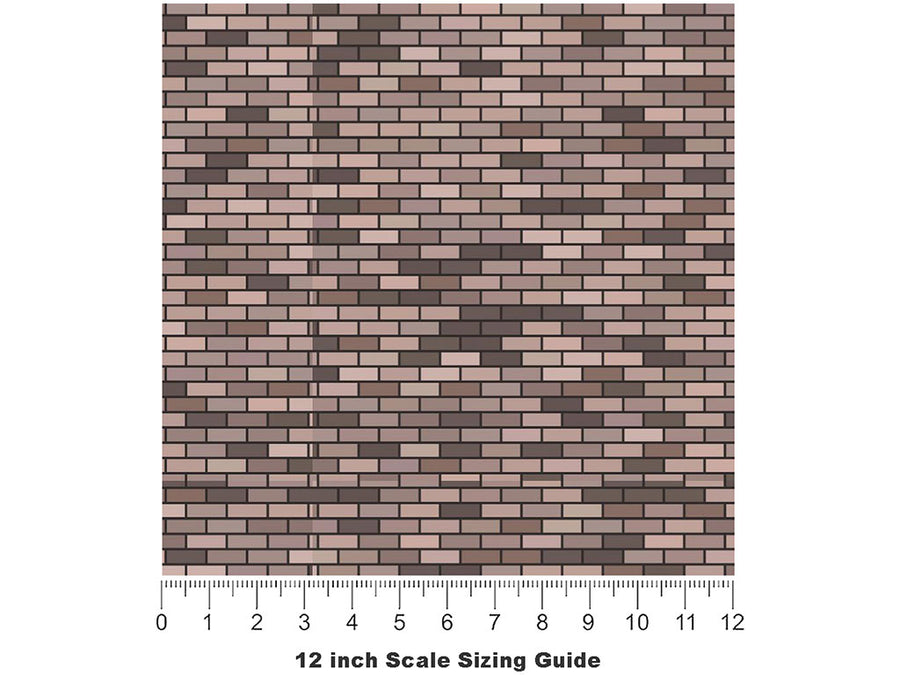 Brown  Brick Vinyl Film Pattern Size 12 inch Scale~Rwraps Brown  Brick Sizing Chart~3