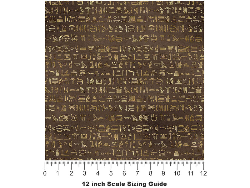 Brown Hieroglyphs Egyptian Vinyl Film Pattern Size 12 inch Scale~Rwraps Brown Hieroglyphs Egyptian Sizing Chart~2
