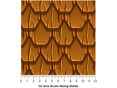 Brown Scaled Tile Vinyl Film Pattern Size 12 inch Scale~Rwraps Brown Scaled Tile Sizing Chart~3