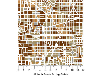 Brown Streets Cityscape Vinyl Film Pattern Size 12 inch Scale~Rwraps Brown Streets Cityscape Sizing Chart~3