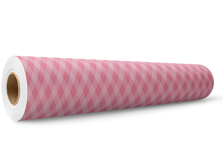 Bubblegum  Argyle Wrap Film Wholesale Roll~Rwraps Series 914 Digitally Printed Vinyl Roll~5