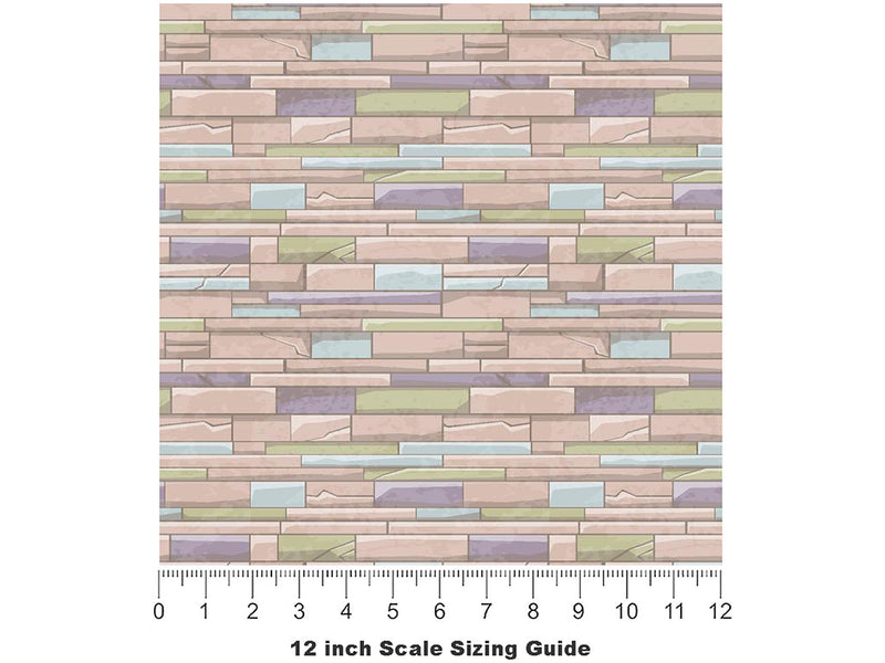 Bubblegum Pink Brick Vinyl Film Pattern Size 12 inch Scale~Rwraps Bubblegum Pink Brick Sizing Chart~3
