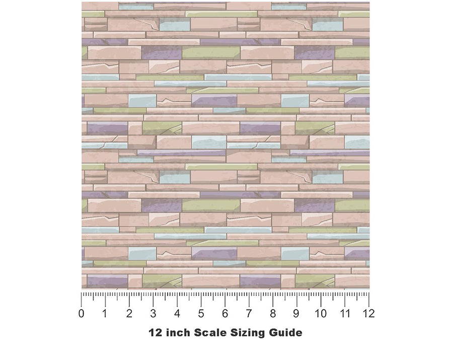 Bubblegum Pink Brick Vinyl Film Pattern Size 12 inch Scale~Rwraps Bubblegum Pink Brick Sizing Chart~3