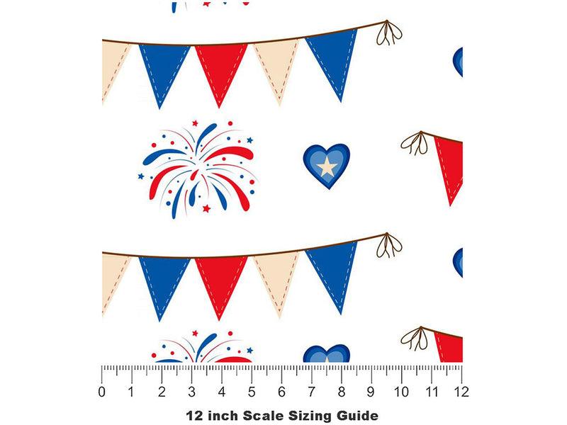 Bunting Stunting Americana Vinyl Film Pattern Size 12 inch Scale~Rwraps Bunting Stunting Americana Sizing Chart~3