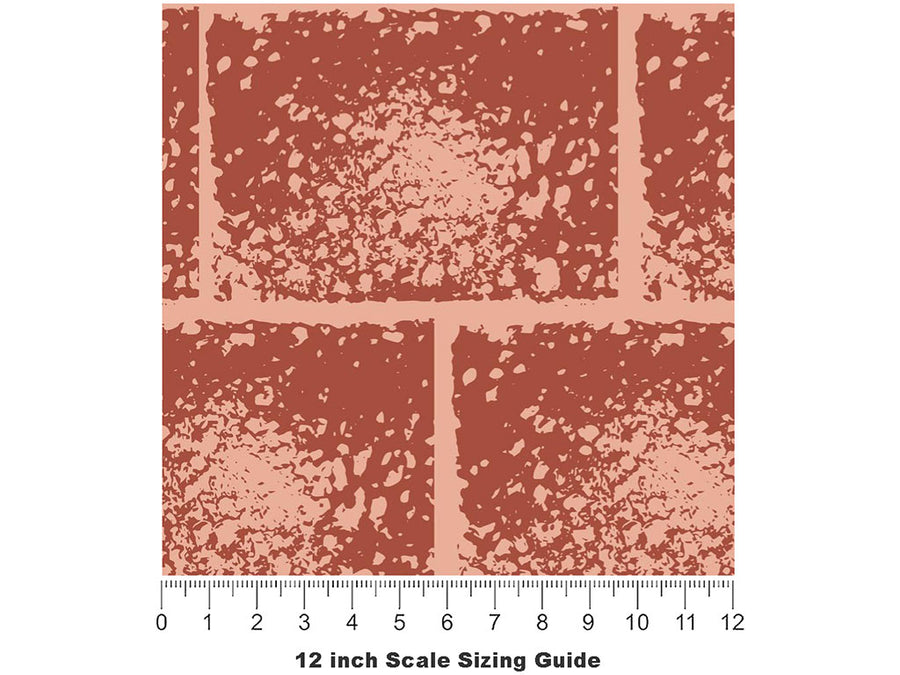 Burnt Orange Brick Vinyl Film Pattern Size 12 inch Scale~Rwraps Burnt Orange Brick Sizing Chart~3